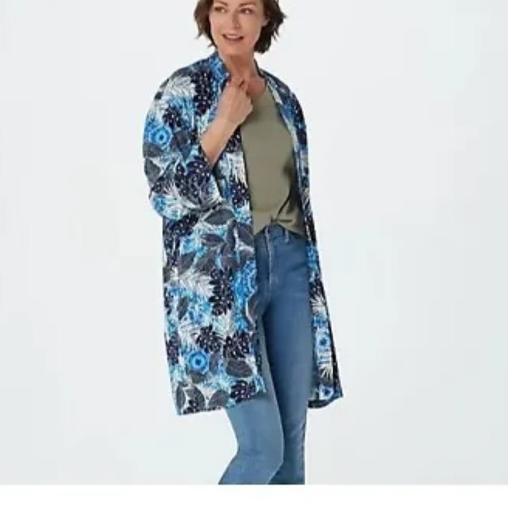NWT Attitudes by Renee Tie Dye Floral Lounge Duster XLP